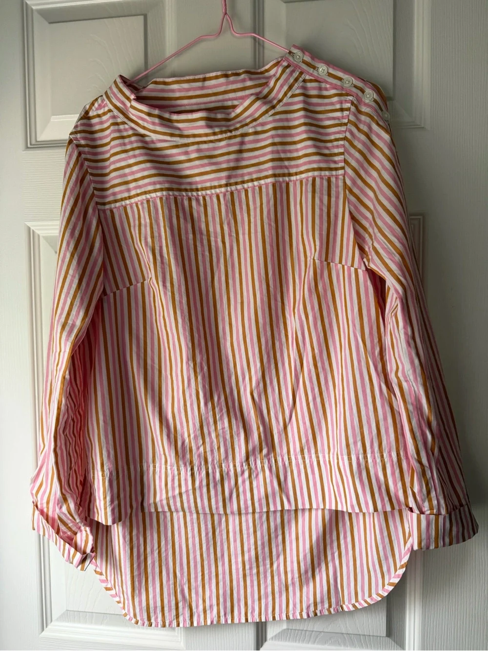 J Crew Pink & Brown Striped Top